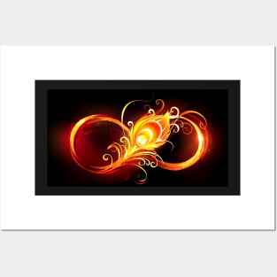 Fiery Infinity Symbol with Peacock Feather Posters and Art